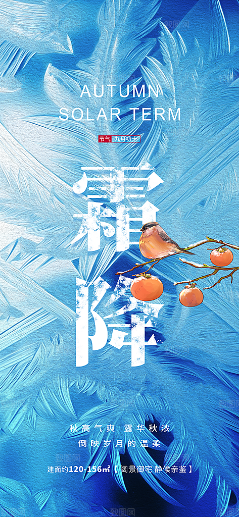 高档霜降节气宣传海报