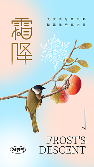 高档霜降节气宣传海报