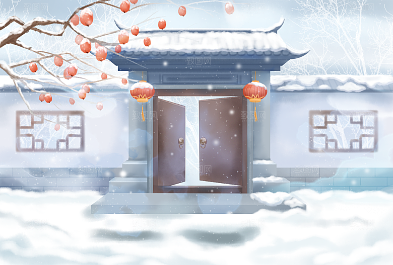 山水水墨凉亭建筑简约大气海报