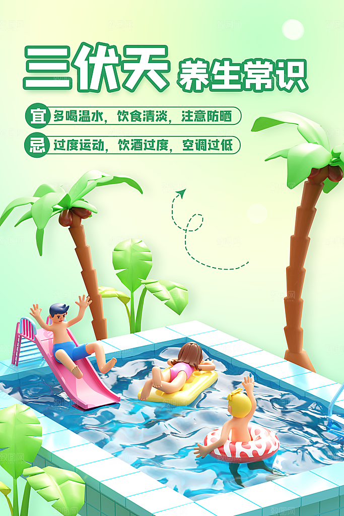 时尚三伏天夏季宣传海报