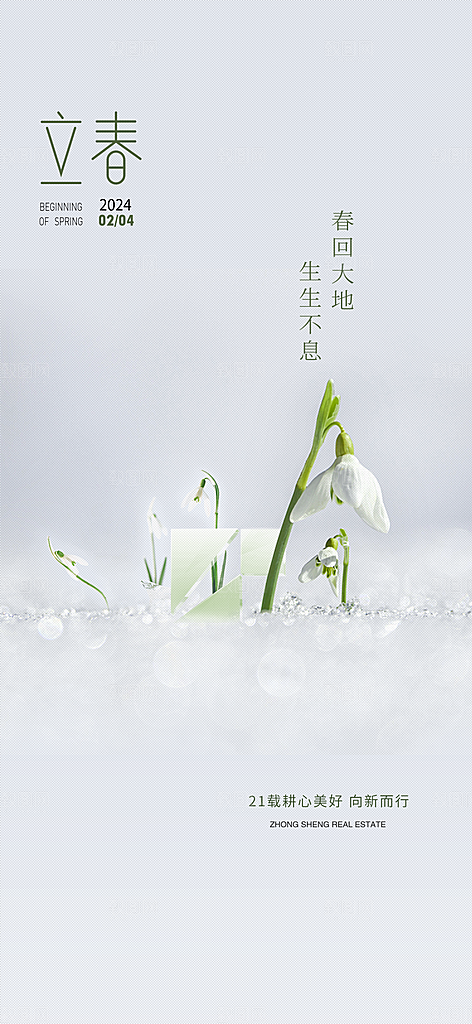 二十四节气立春简约海报