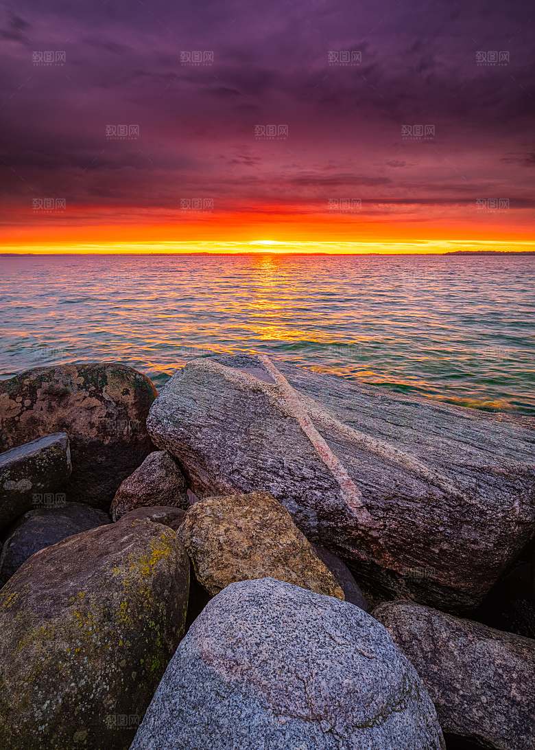 海边海滨清新唯美自然风景晚霞摄影背景图