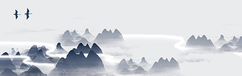 山水水墨中式简约大气背景