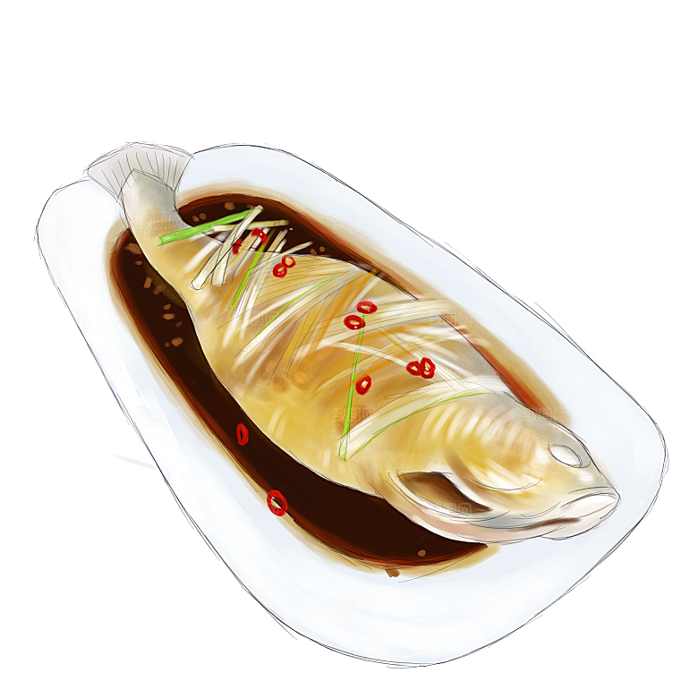 中式菜品复古水彩手绘川菜美食小炒餐饮