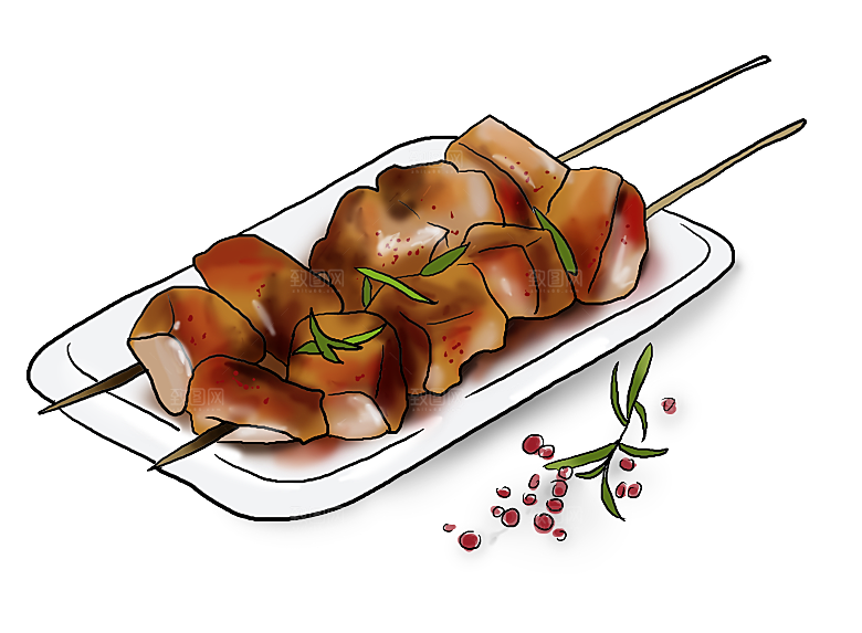 中式菜品复古水彩手绘川菜美食小炒餐饮