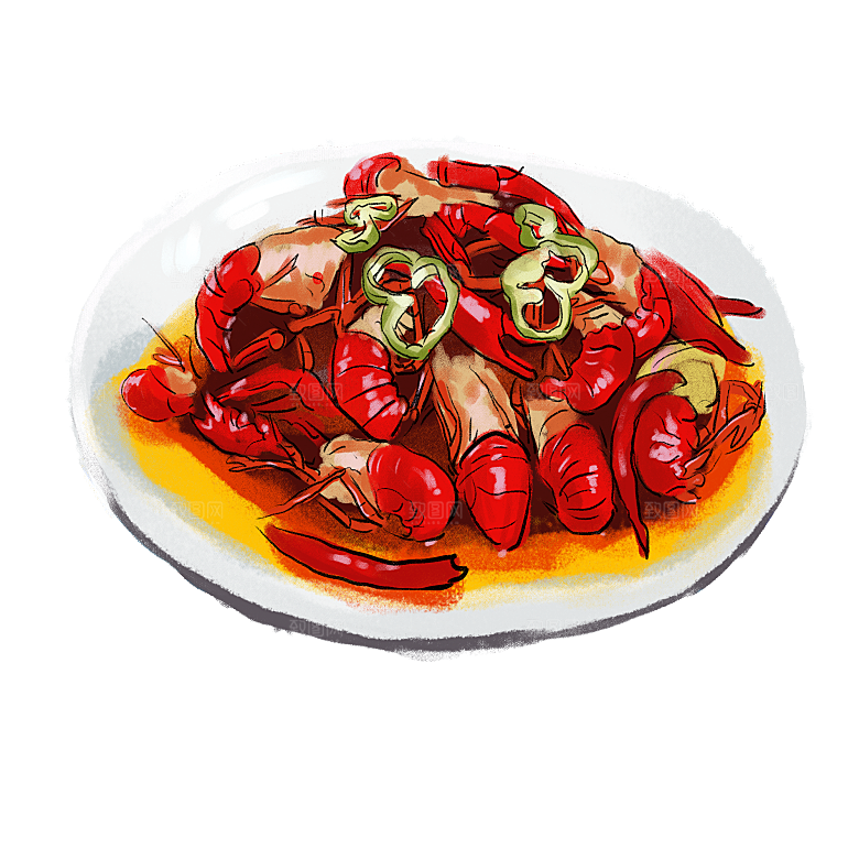 中式菜品复古水彩手绘川菜美食小炒餐饮