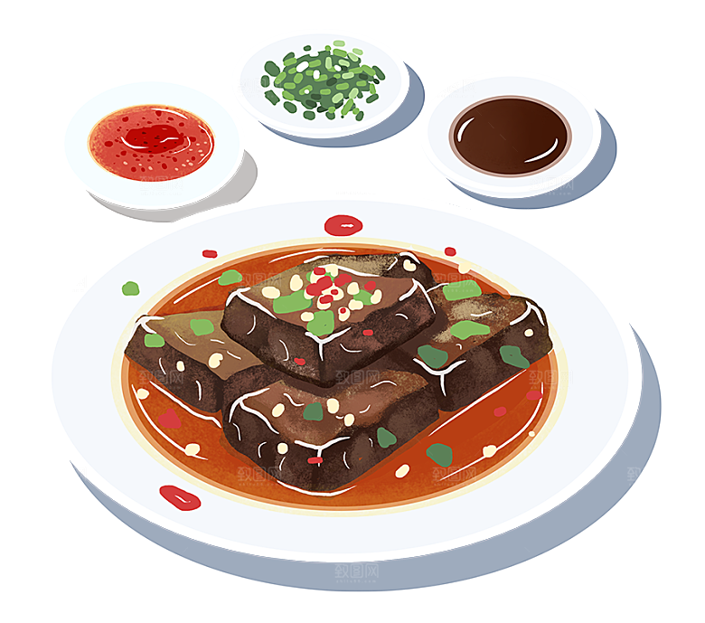 中式菜品复古水彩手绘川菜美食小炒餐饮