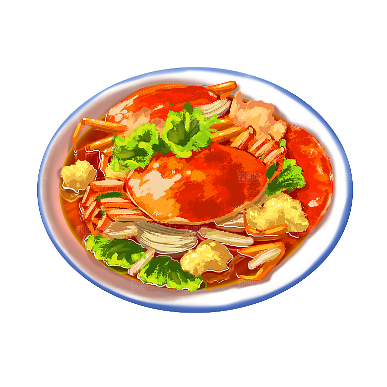 中式菜品复古水彩手绘川菜美食小炒餐饮
