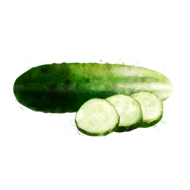 手绘水彩水墨水果蔬菜美食餐饮插画PNG免