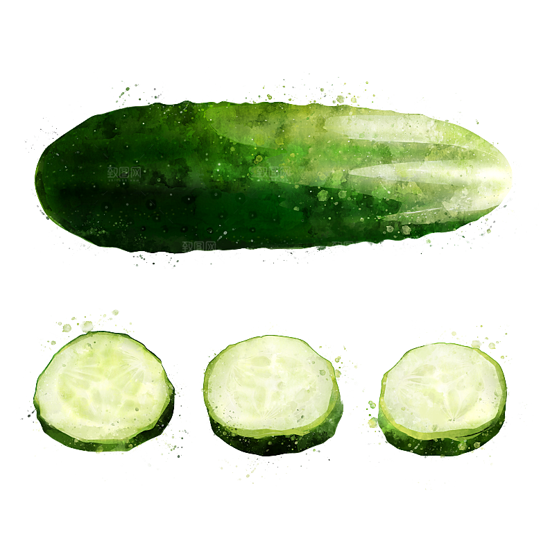 手绘水彩水墨水果蔬菜美食餐饮插画PNG免