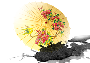 中国古风油纸伞卡通手绘油纸伞雨伞