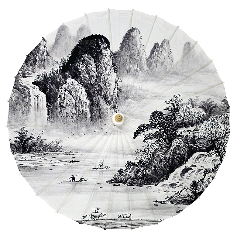 中国古风油纸伞卡通手绘油纸伞雨伞