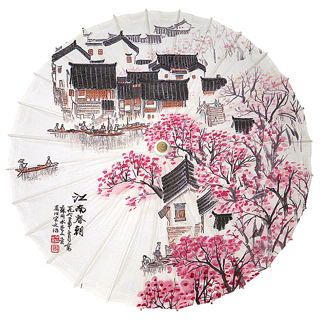 中国古风油纸伞卡通手绘油纸伞雨伞
