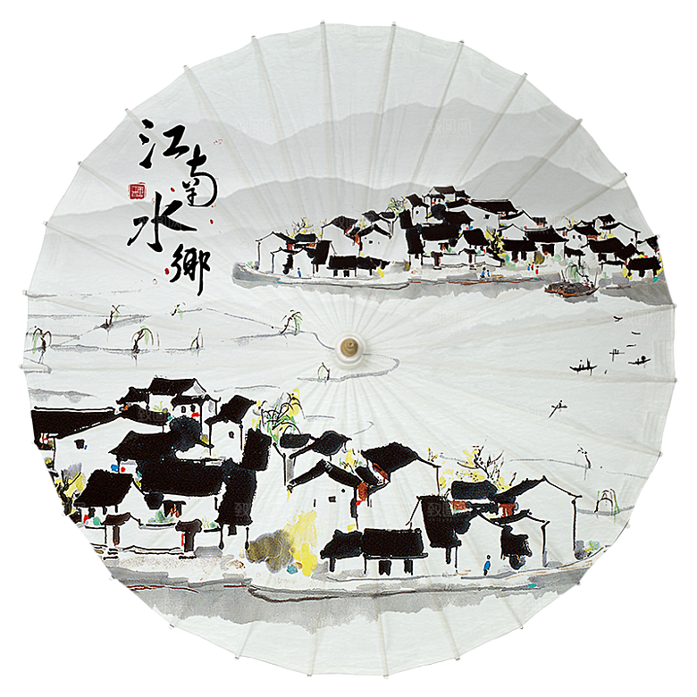 中国古风油纸伞卡通手绘油纸伞雨伞