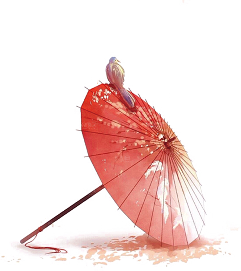 中国古风油纸伞卡通手绘油纸伞雨伞