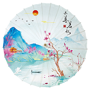 中国古风油纸伞卡通手绘油纸伞雨伞