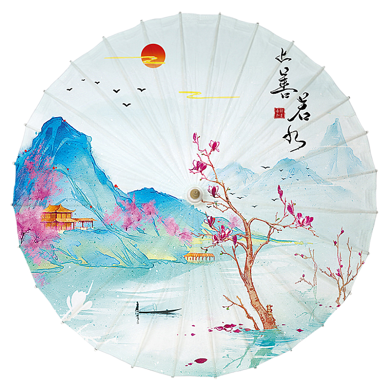 中国古风油纸伞卡通手绘油纸伞雨伞