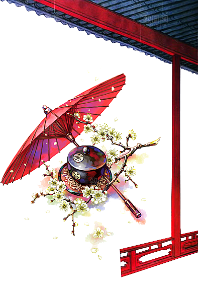 中国古风油纸伞卡通手绘油纸伞雨伞