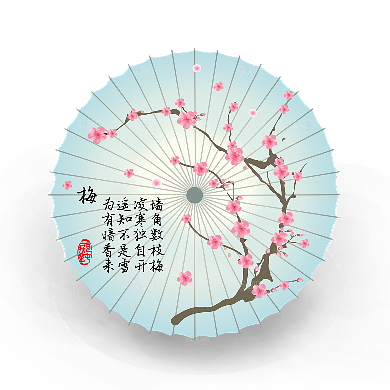 中国古风油纸伞卡通手绘油纸伞雨伞