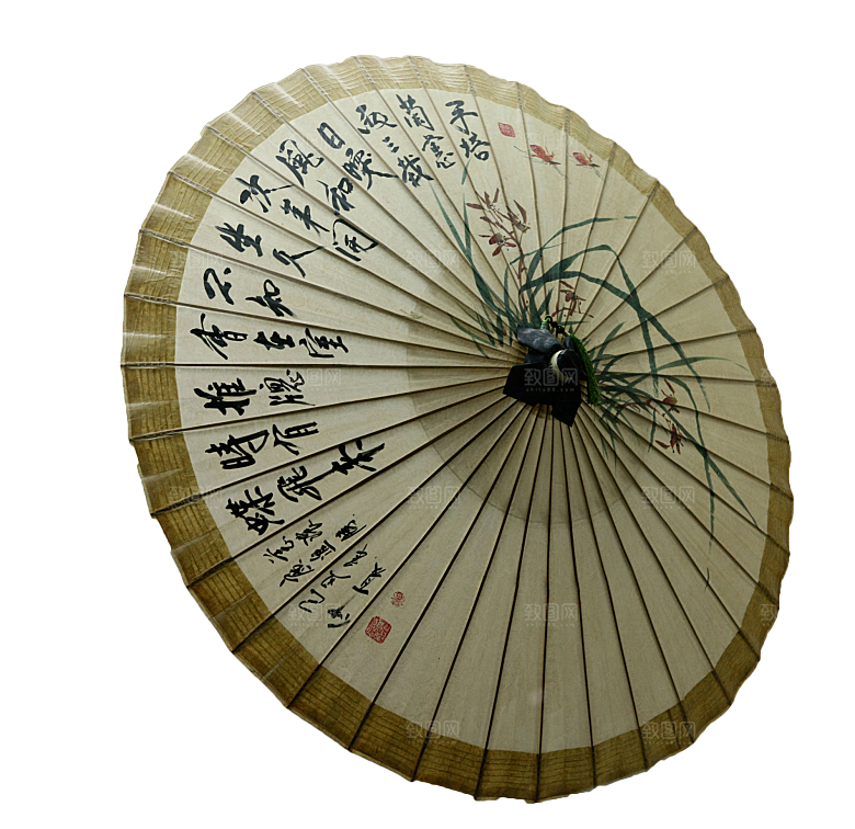 中国古风油纸伞卡通手绘油纸伞雨伞