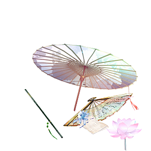 中国古风油纸伞卡通手绘油纸伞雨伞