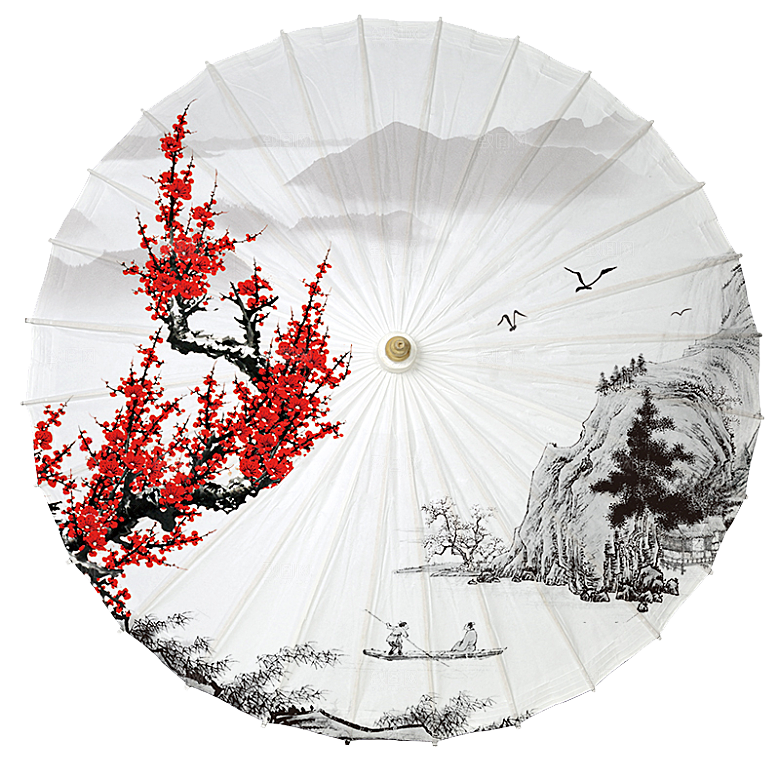 中国古风油纸伞卡通手绘油纸伞雨伞