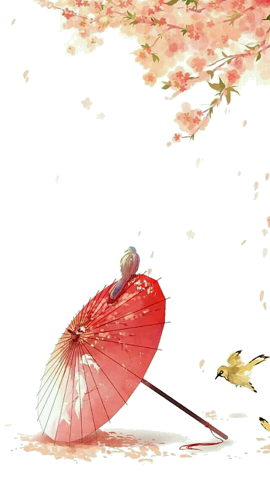 中国古风油纸伞卡通手绘油纸伞雨伞