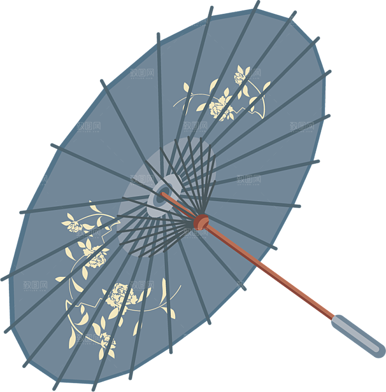 中国古风油纸伞卡通手绘油纸伞雨伞