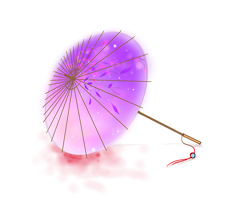 中国古风油纸伞卡通手绘油纸伞雨伞