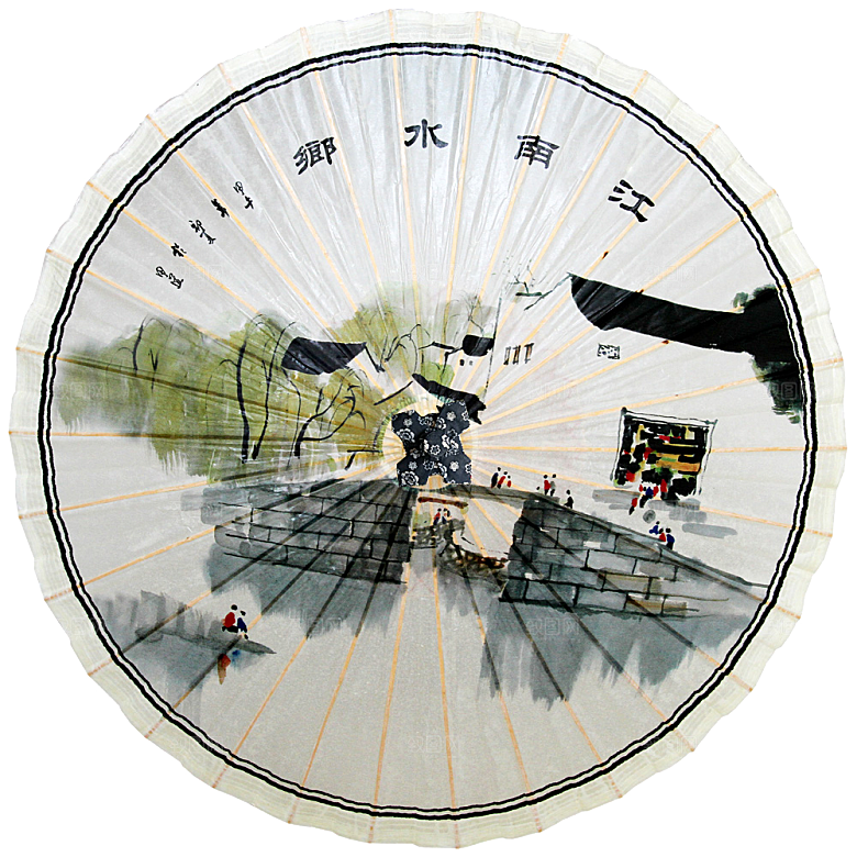 中国古风油纸伞卡通手绘油纸伞雨伞