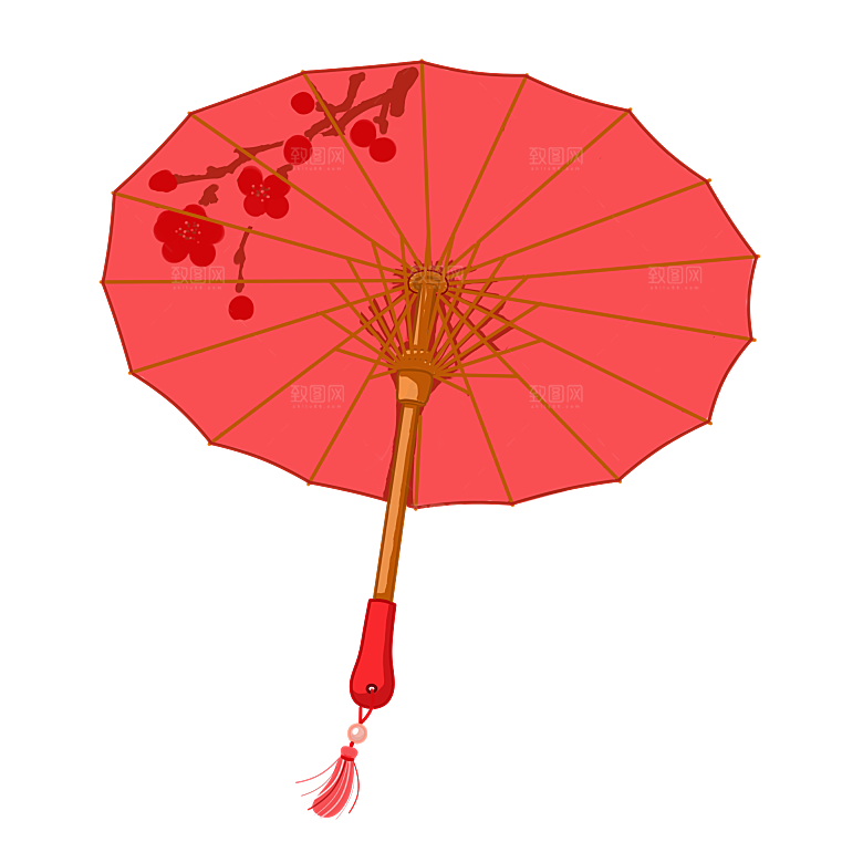 中国古风油纸伞卡通手绘油纸伞雨伞