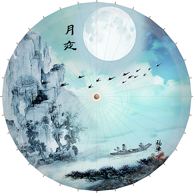 中国古风油纸伞卡通手绘油纸伞雨伞
