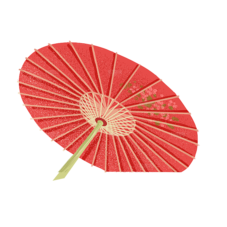 中国古风油纸伞卡通手绘油纸伞雨伞