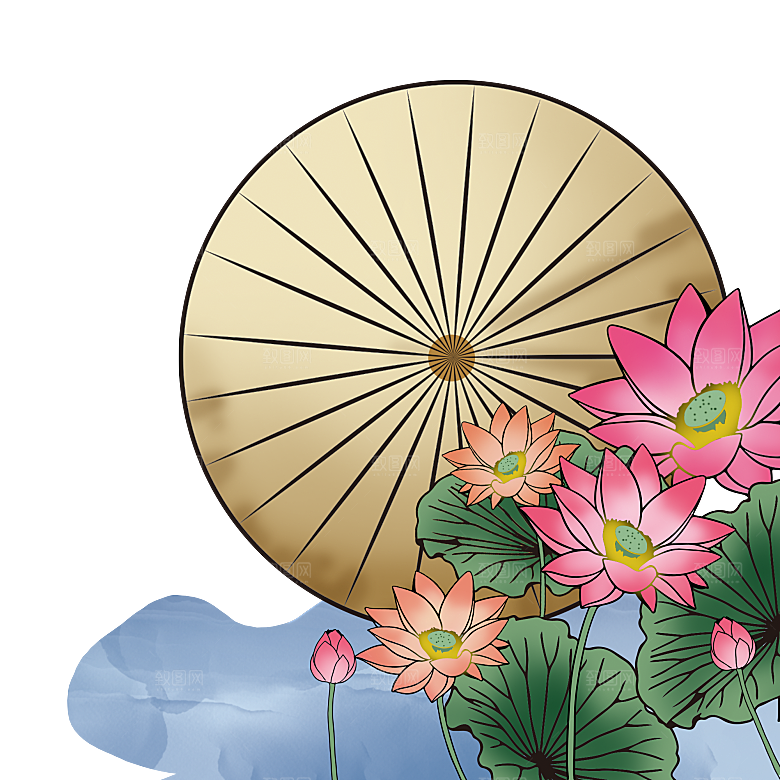 中国古风油纸伞卡通手绘油纸伞雨伞