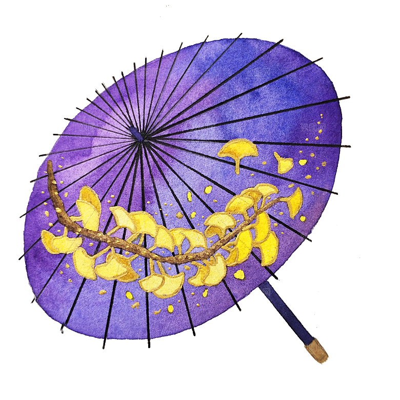 中国古风油纸伞卡通手绘油纸伞雨伞