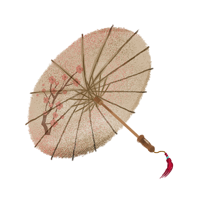 中国古风油纸伞卡通手绘油纸伞雨伞