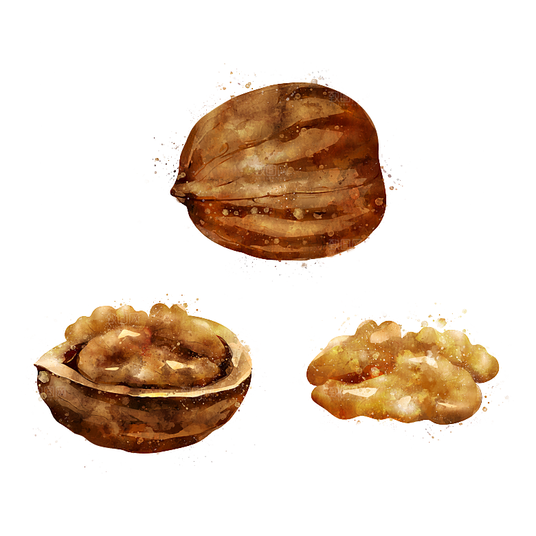 手绘水彩水墨水果蔬菜美食餐饮插画PNG免