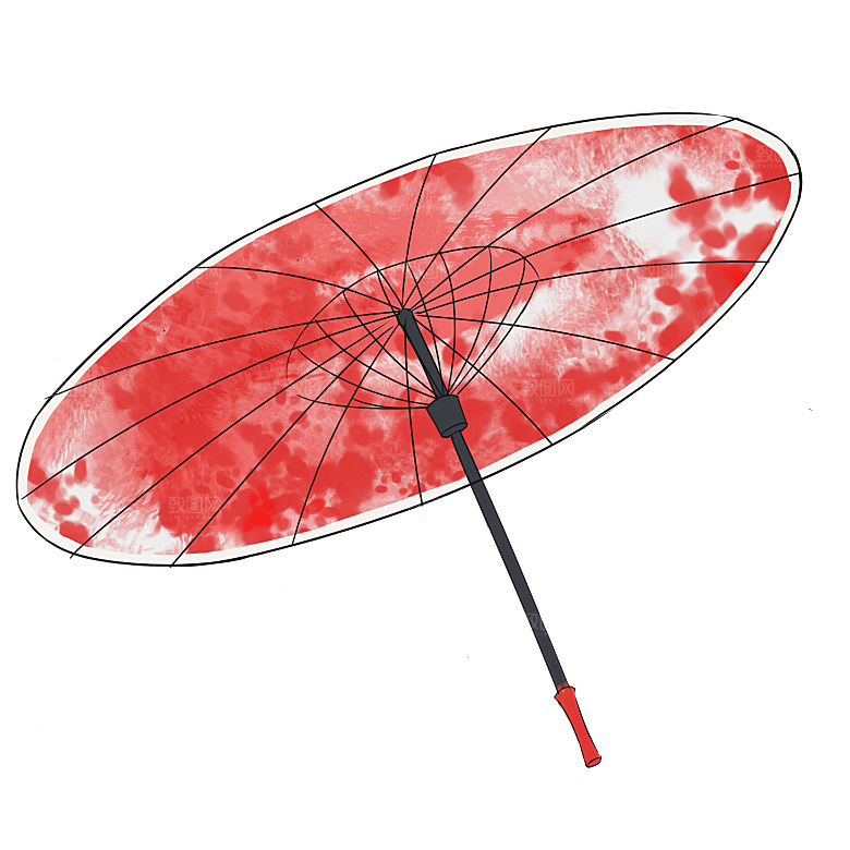 中国古风油纸伞卡通手绘油纸伞雨伞