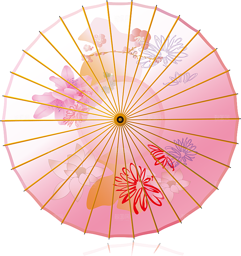 中国古风油纸伞卡通手绘油纸伞雨伞