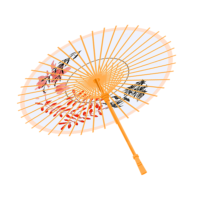 中国古风油纸伞卡通手绘油纸伞雨伞