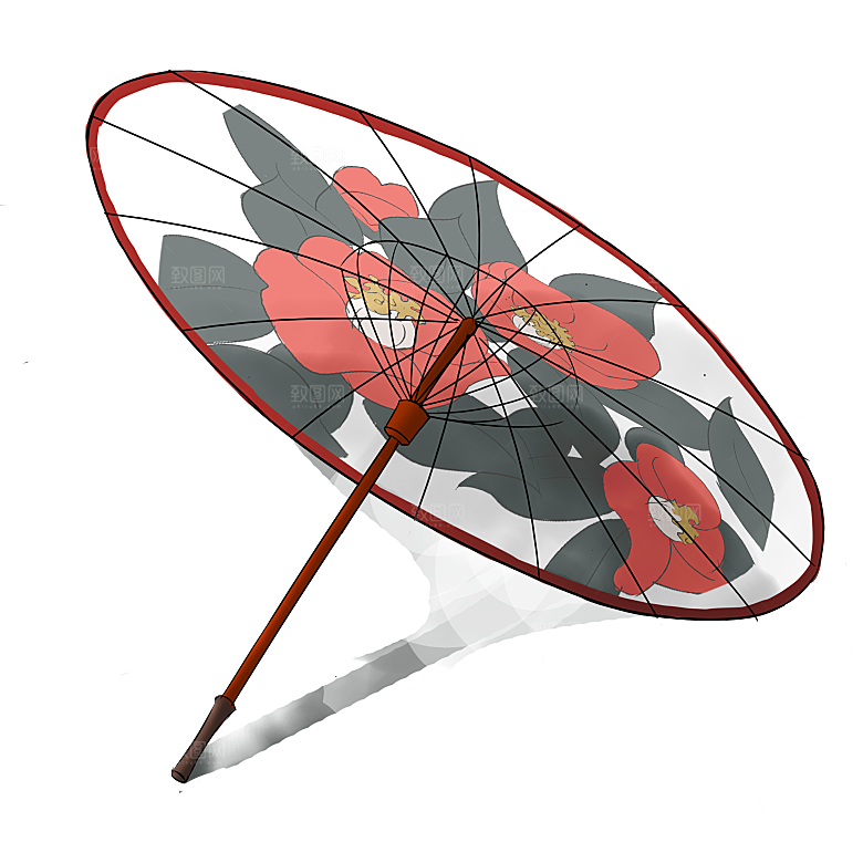 中国古风油纸伞卡通手绘油纸伞雨伞