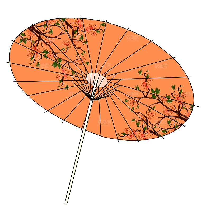 中国古风油纸伞卡通手绘油纸伞雨伞
