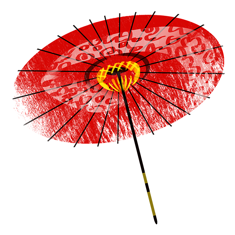 中国古风油纸伞卡通手绘油纸伞雨伞