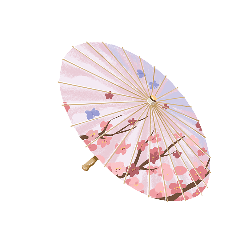 中国古风油纸伞卡通手绘油纸伞雨伞