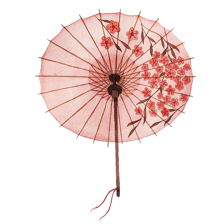 中国古风油纸伞卡通手绘油纸伞雨伞