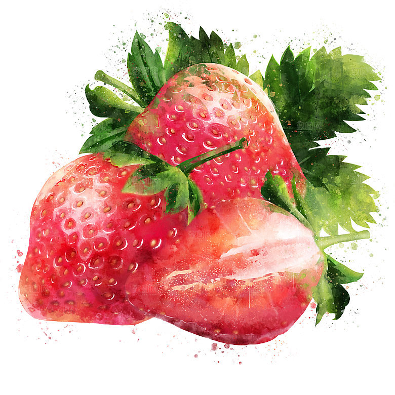 手绘水彩水墨水果蔬菜美食餐饮插画PNG免