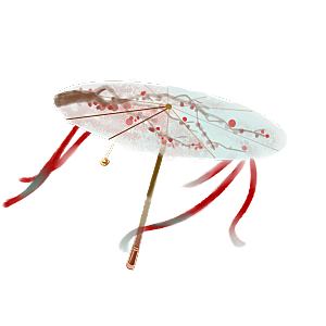 中国古风油纸伞卡通手绘油纸伞雨伞