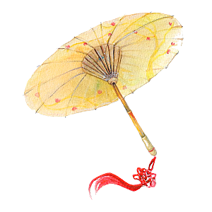 中国古风油纸伞卡通手绘油纸伞雨伞