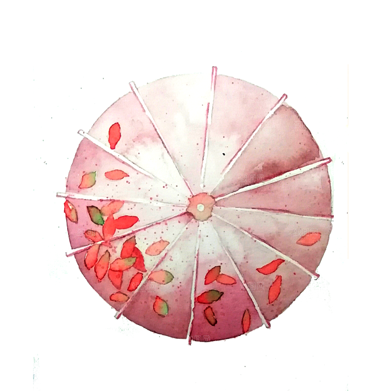 中国古风油纸伞卡通手绘油纸伞雨伞