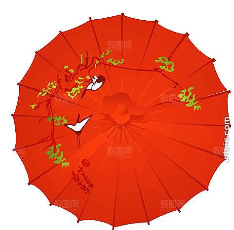 中国古风油纸伞卡通手绘油纸伞雨伞